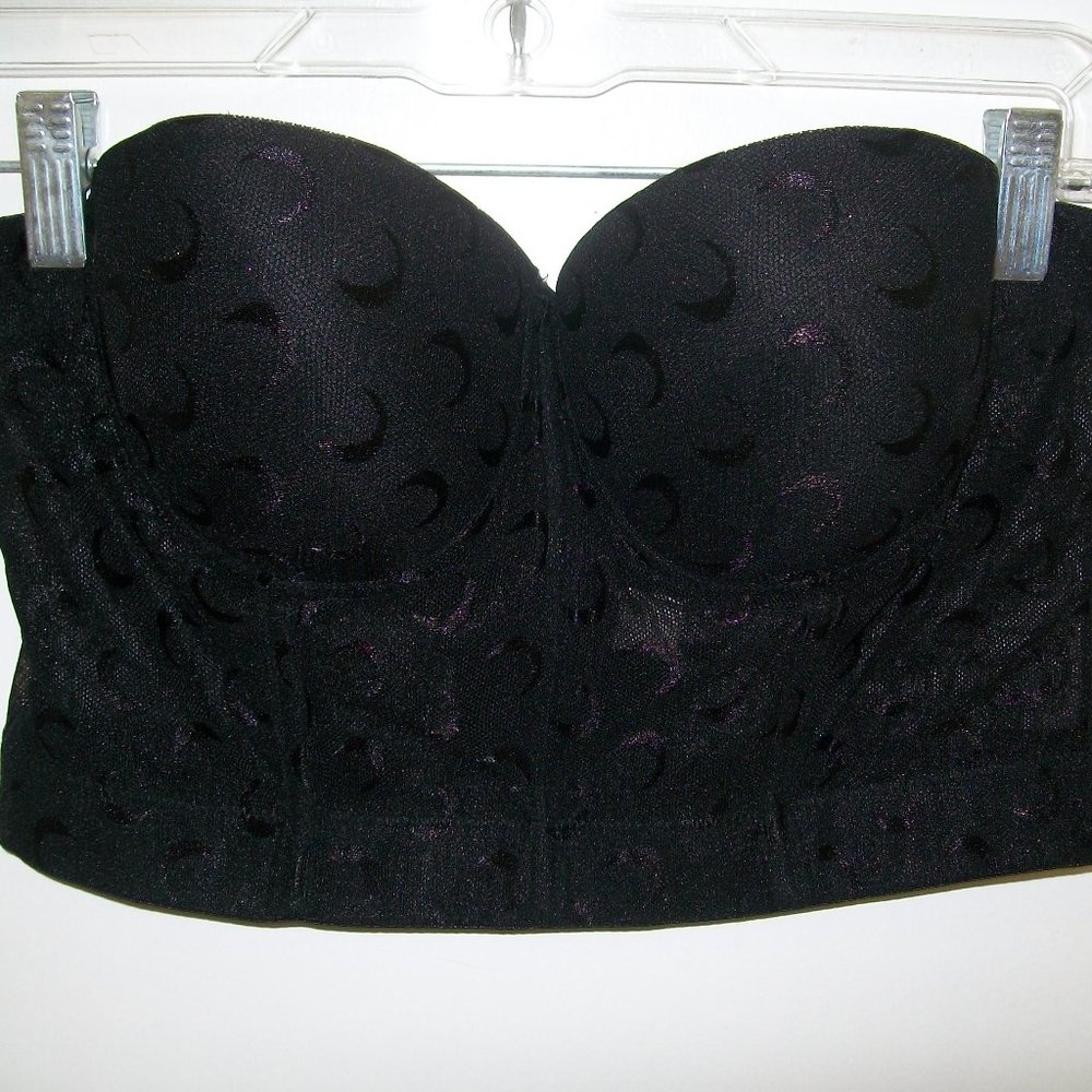 Poizen Industries Womens Black Mesh Moon Boned Figure Flattering Bustier Bra M/L